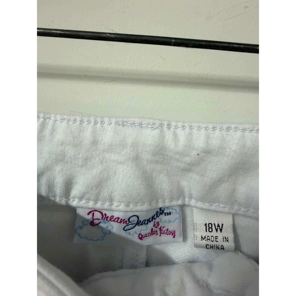 Quacker Factory Women 18W White DreamJeannes Wide Leg Rhinestone Heart Pants - Picture 5 of 9
